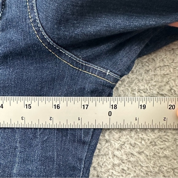 Red Camel‎ Crop Denim Jean Trucker Jacket Long Sleeve Dark Wash Junior Medium - Picture 7 of 8